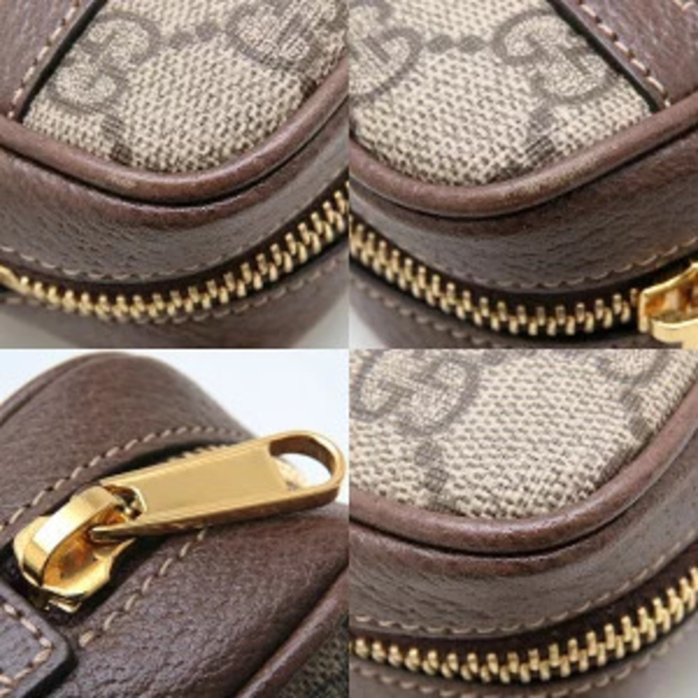 Gucci Ebony Leather Supreme Shoulder GG Canvas Beige Bag Ophidia - Picture 4 of 8